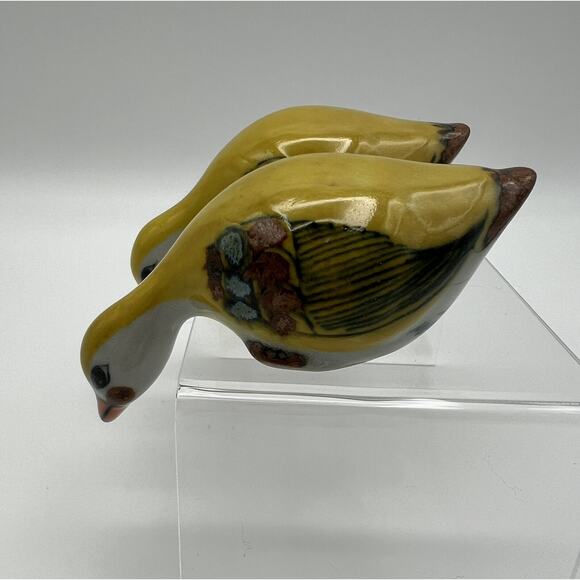 Tonala Mexican Pottery Yellow Duck Shelf Sitter Figurine Set of 2 Made in Mexico - Picture 5 of 9